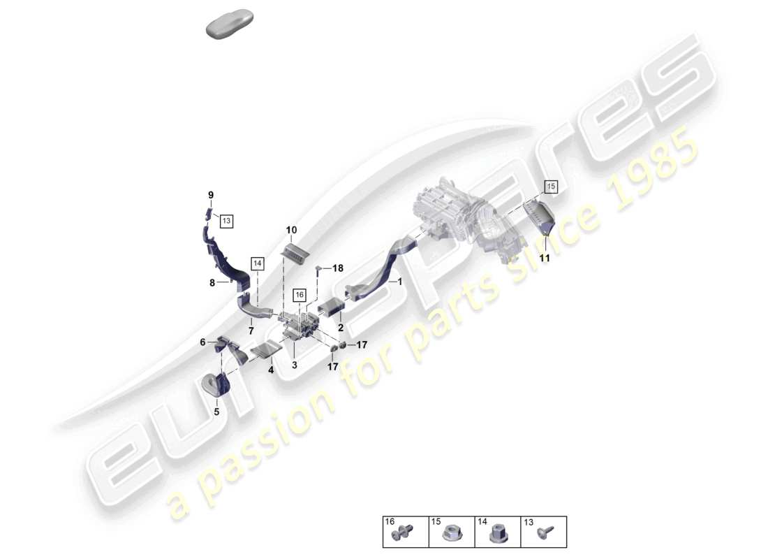 porsche 2022 (panamera 971-2) guía de aire 2-zone sistema de aire acondicionado ventilación del habitáculo de pasajeros diagrama de piezas