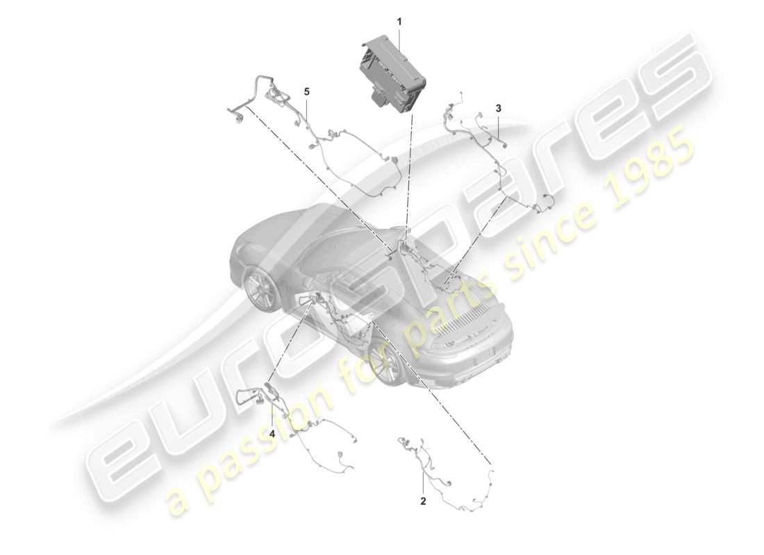 porsche 2024 (992-2 turbo / s) puertas unidades de control cableado diagrama de piezas