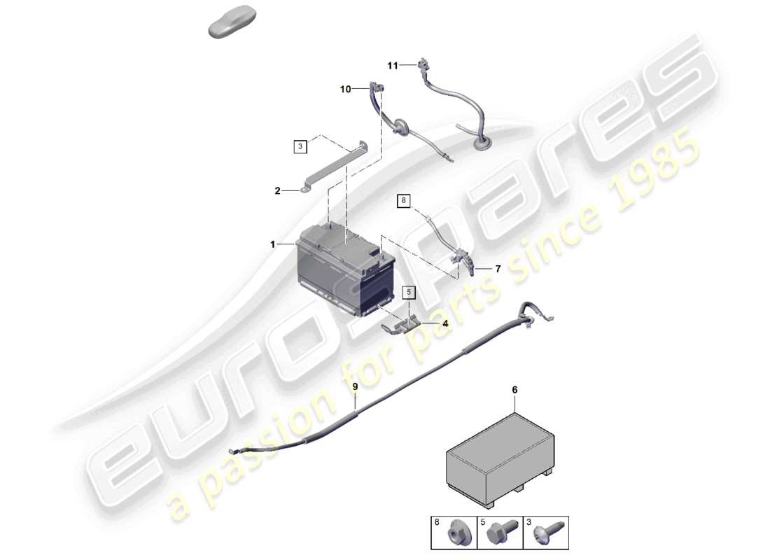porsche 2024 (992-2) diagrama de piezas de la batería