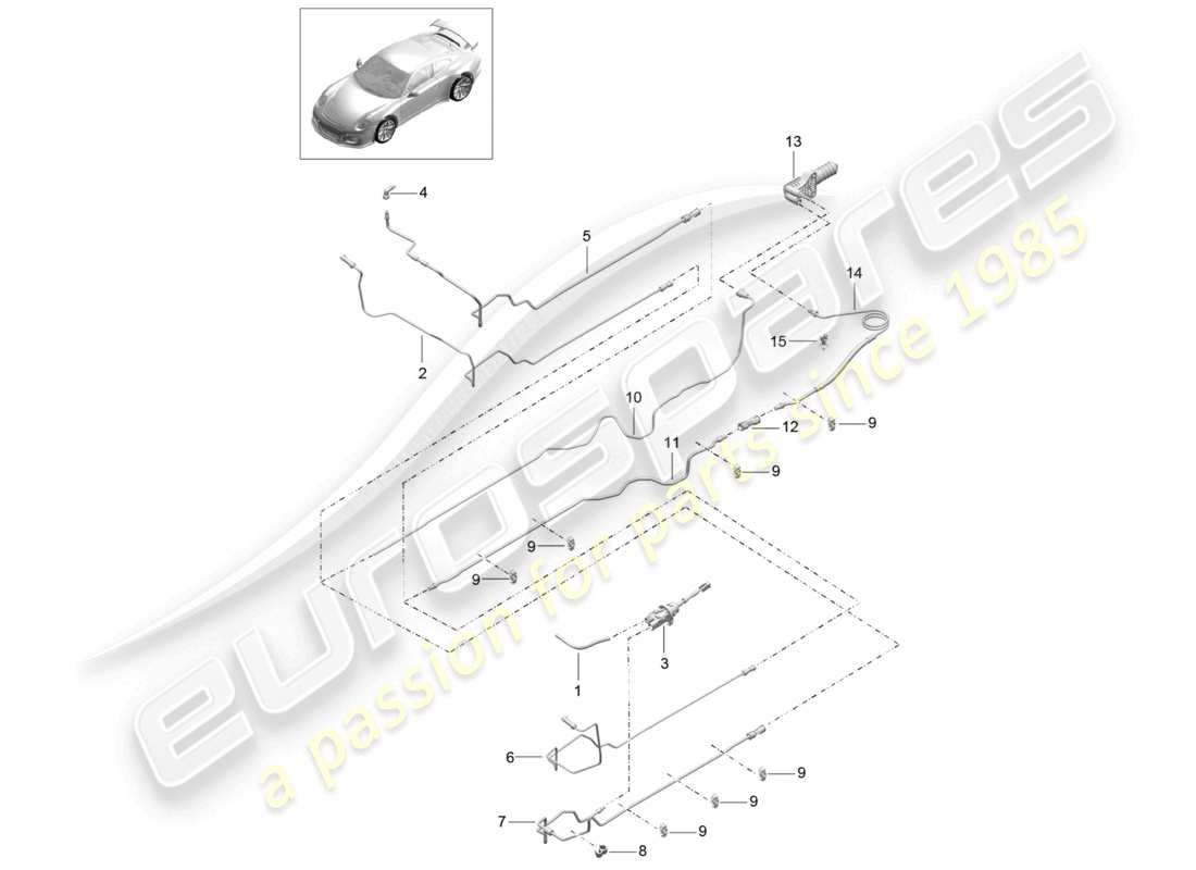 porsche 2021 (991-2 r/gt3/rs) accionamiento del acoplamiento hidráulico cilindro maestro del embrague cilindro esclavo del embrague línea de tubería/manguera d - mj 2018>> diagrama de piezas