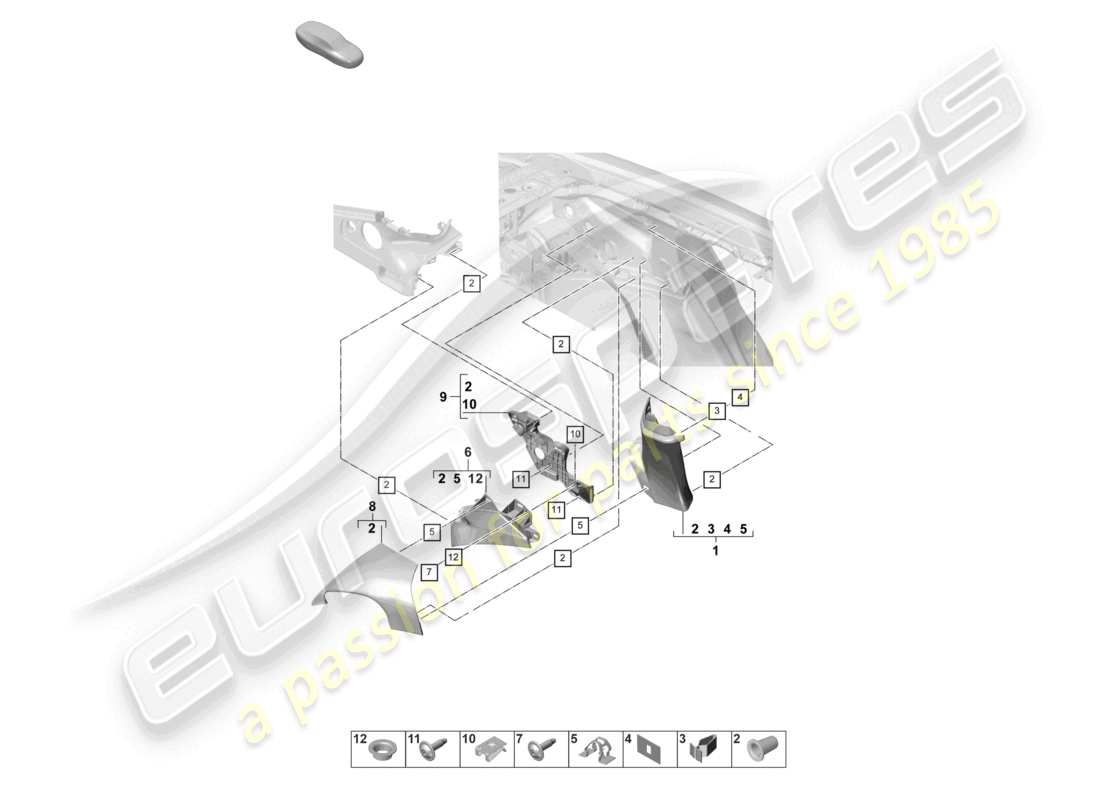 porsche 2022 (panamera 971-2) diagrama de piezas del revestimiento del pilar c