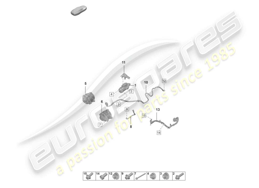 porsche 2021 (992-1) diagrama de piezas del alternador de arranque