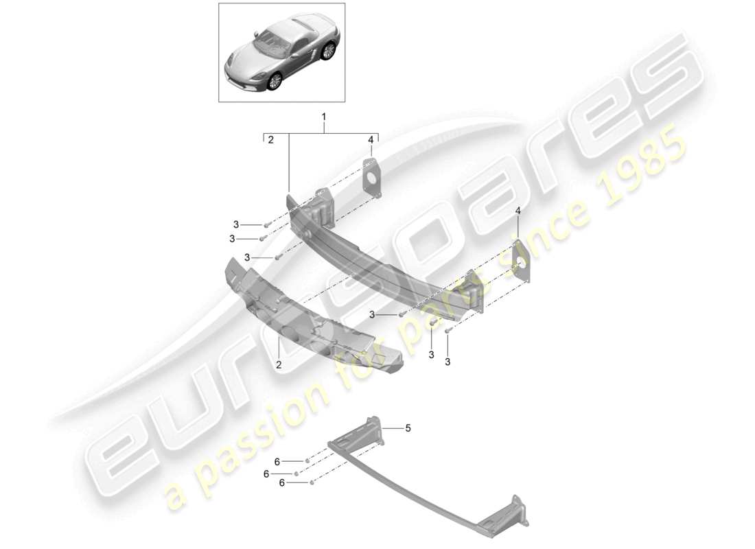 porsche 2023 (718 boxster) diagrama de piezas del portaparachoques delantero