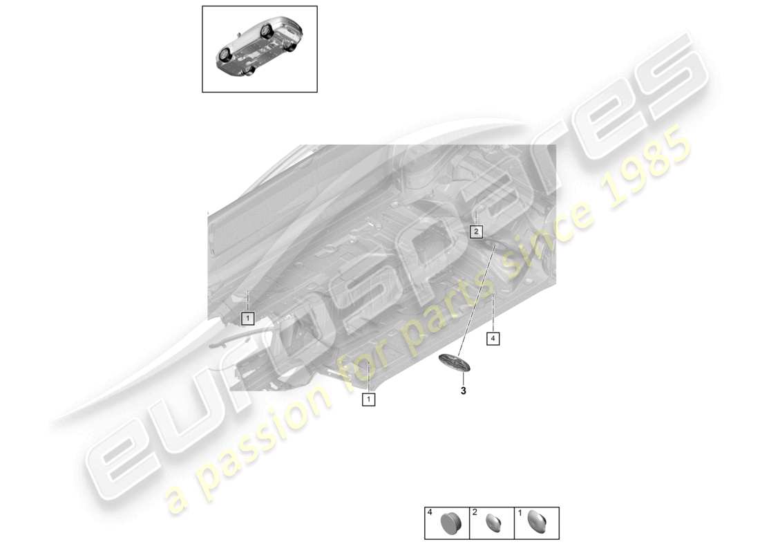 porsche 2022 (panamera 971-2) diagrama de la parte interior de los tapones