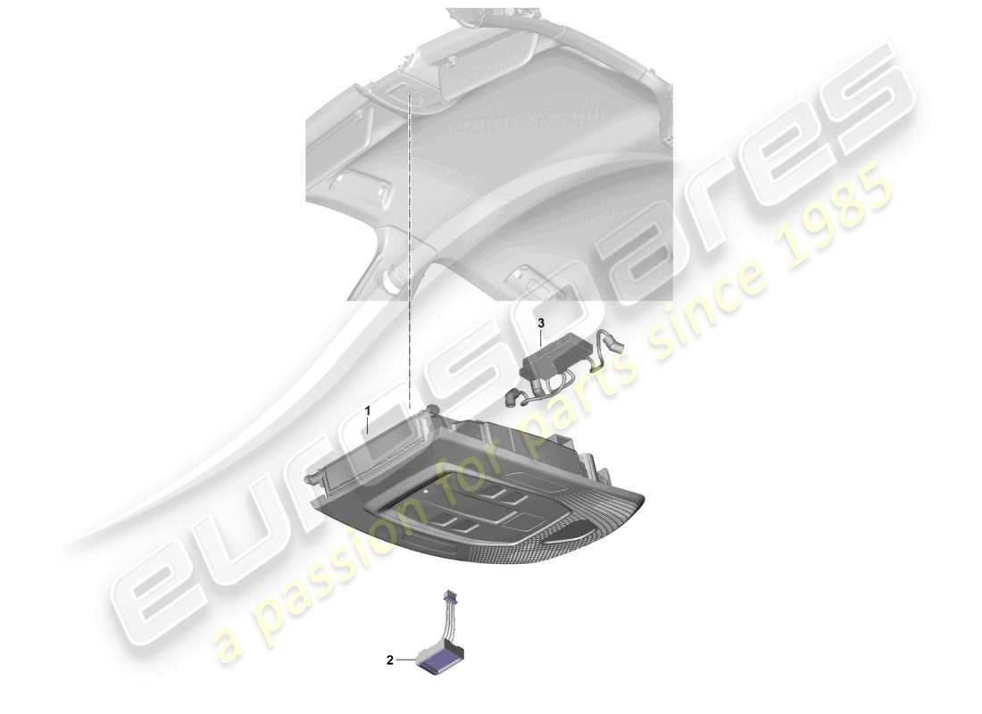 porsche 2026 (panamera 976) diagrama de piezas de la consola del techo