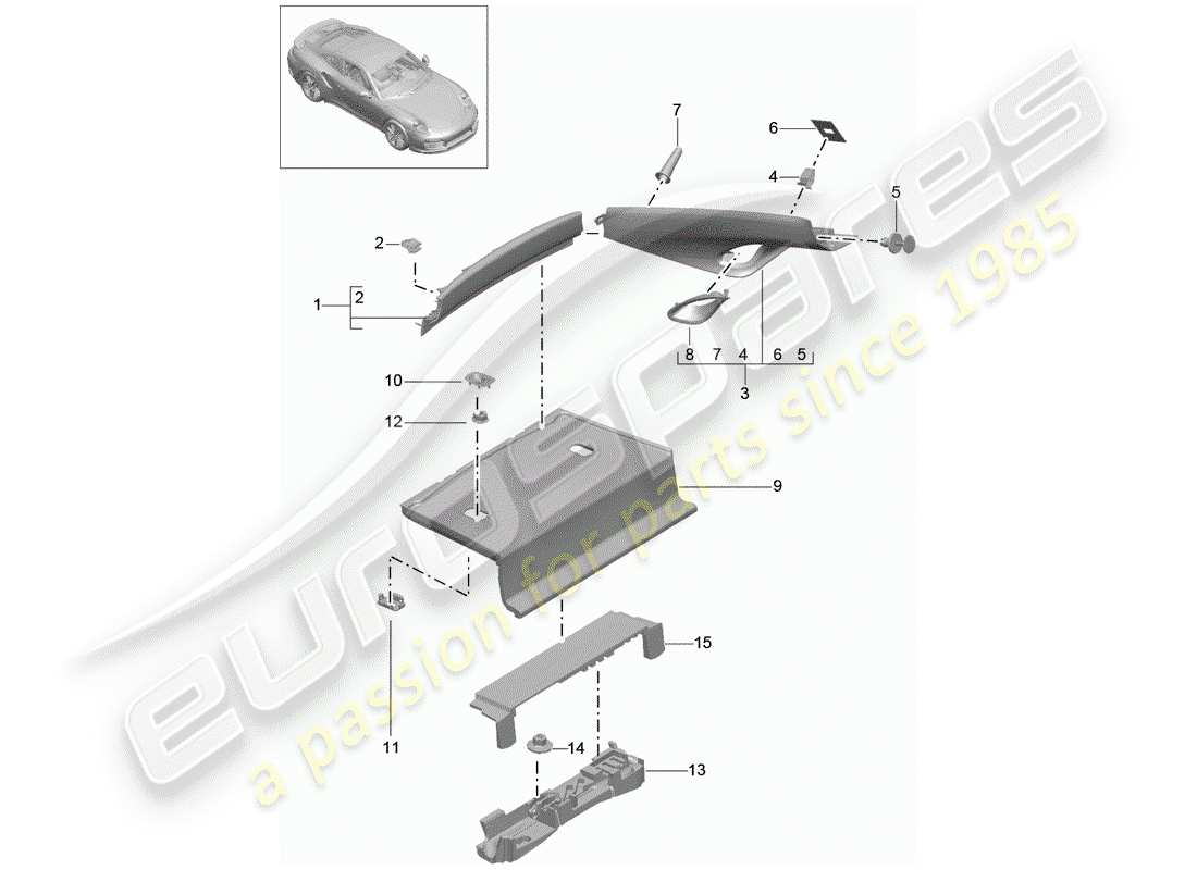 porsche 2018 (991-2 turbo) adornos diagrama de piezas