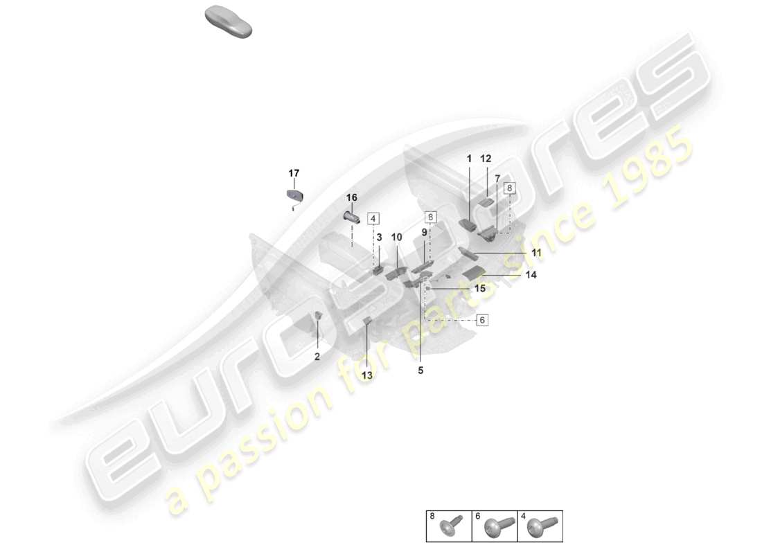 porsche 2026 (992-2 turbo / s) diagrama de piezas del zócalo del interruptor