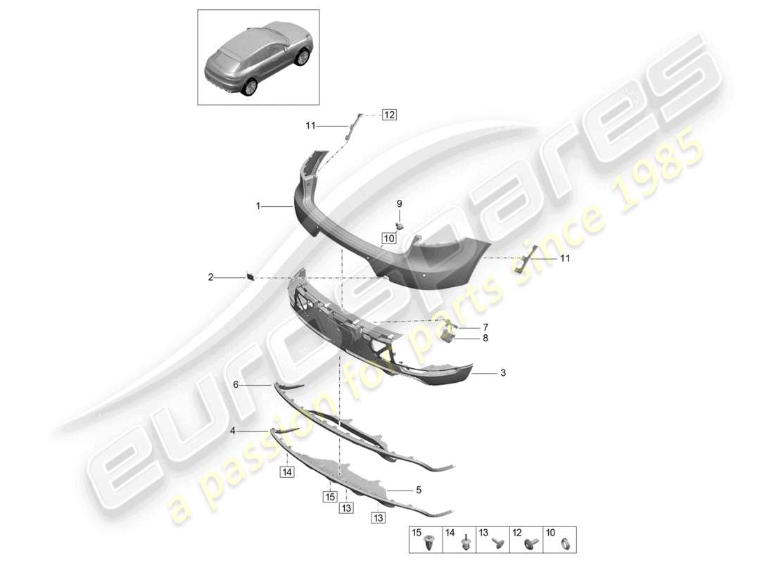 porsche 2021 (macan) parachoques trasero d >>- mj 2021 básico diagrama de piezas