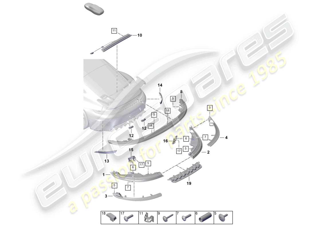 porsche 2025 (992-2 gt3) luz trasera luz de freno adicional luz de matrícula diagrama de piezas