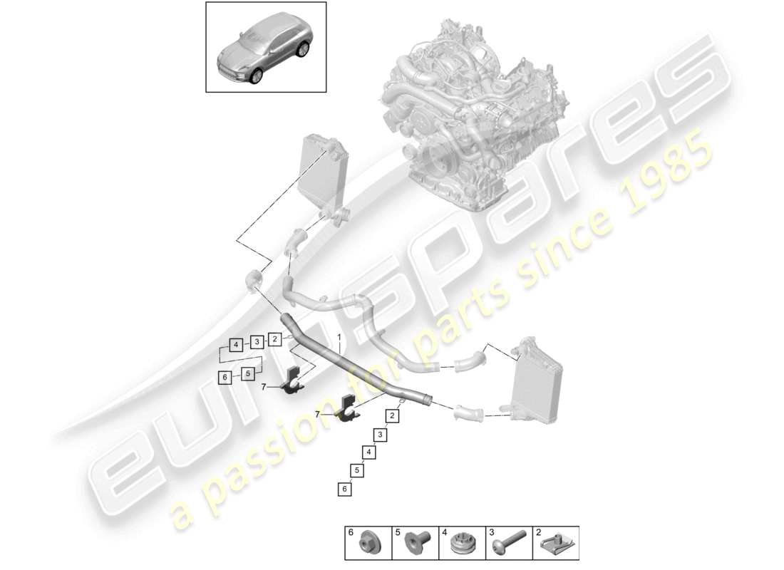 porsche 2021 (macan) diagrama de piezas del adaptador de la válvula de mariposa del tubo de presión del enfriador de aire de carga