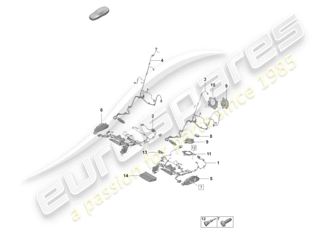 porsche 2021 (taycan 9j1-1) diagrama de piezas del asiento deportivo eléctrico