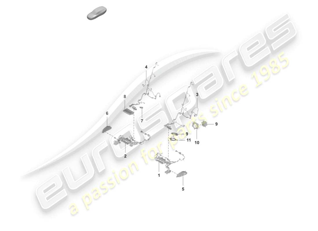 porsche 2022 (panamera 971-2) diagrama de piezas del respaldo del asiento deportivo del cableado
