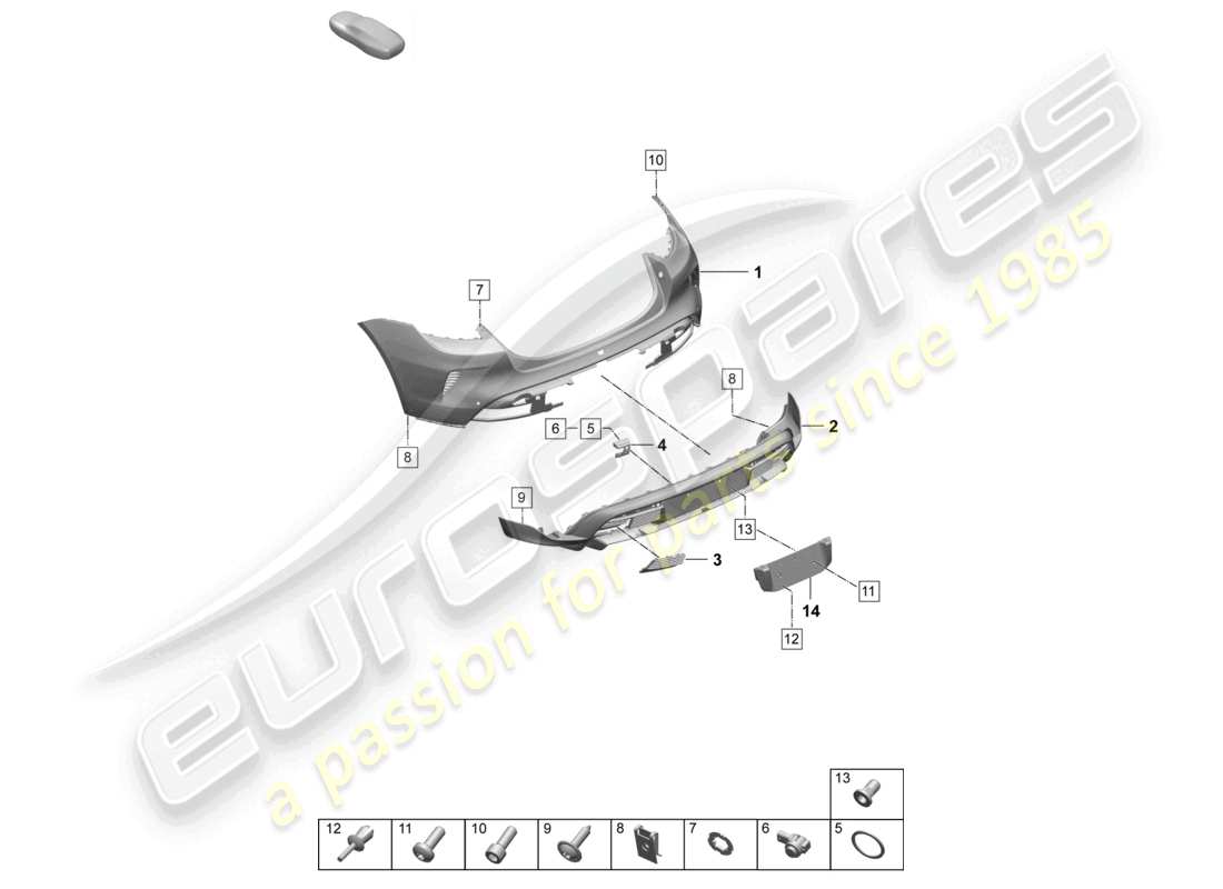 porsche 2026 (taycan 9j1-2) parachoques trasero para variante de equipamiento: turbo turbo st sport turismo diagrama de piezas