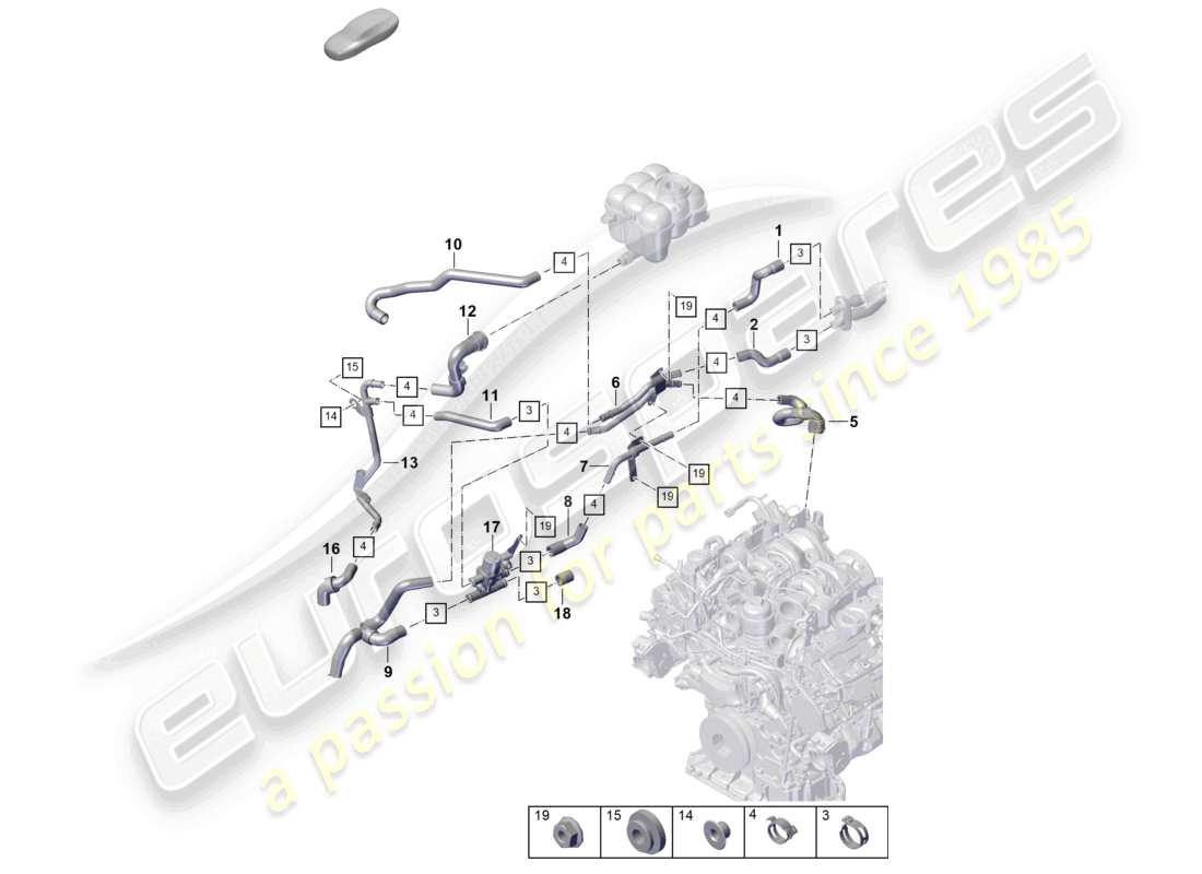 porsche 2023 (cayenne e3 pa) diagrama de piezas del calentador para vehículos con calentador auxiliar
