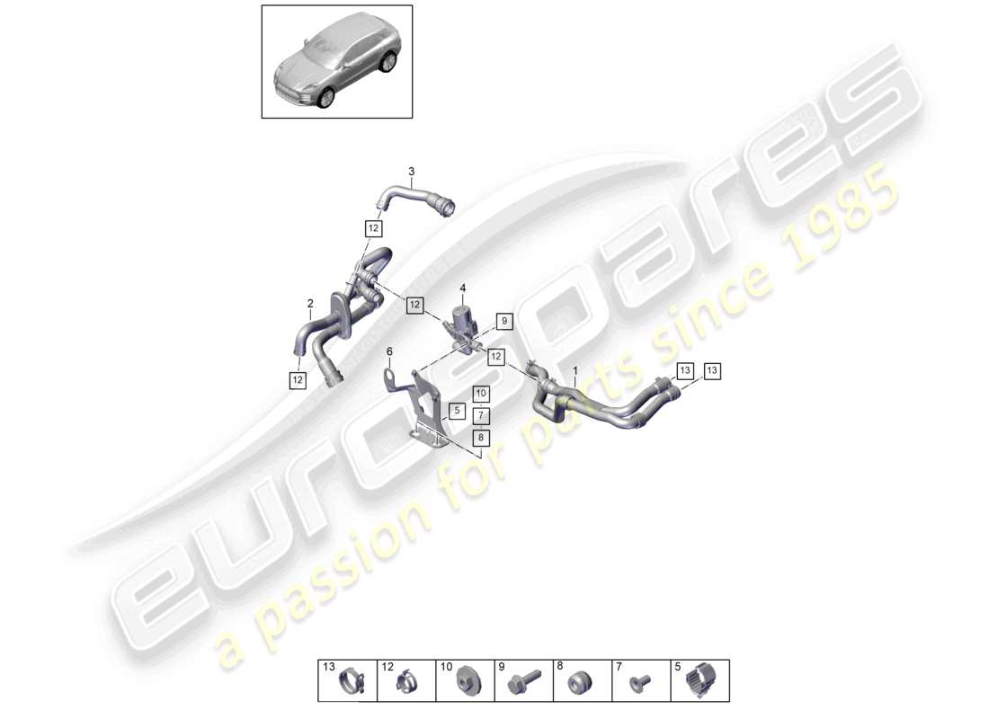 porsche 2021 (macan) calentador v6 caja de agua turbo para modelos con calentador suplementario d - mj 2020 >> diagrama de piezas