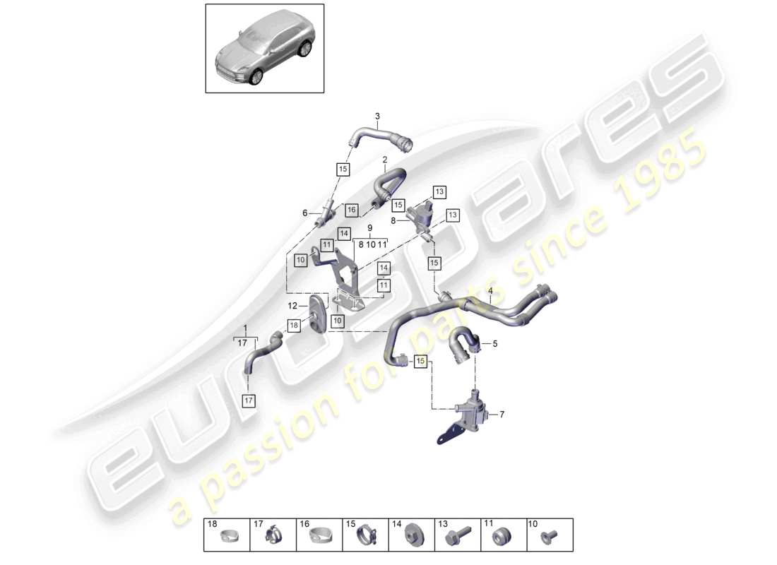 porsche 2021 (macan) calentador v6 caja de agua turbo lhd d - mj 2020 >> diagrama de piezas