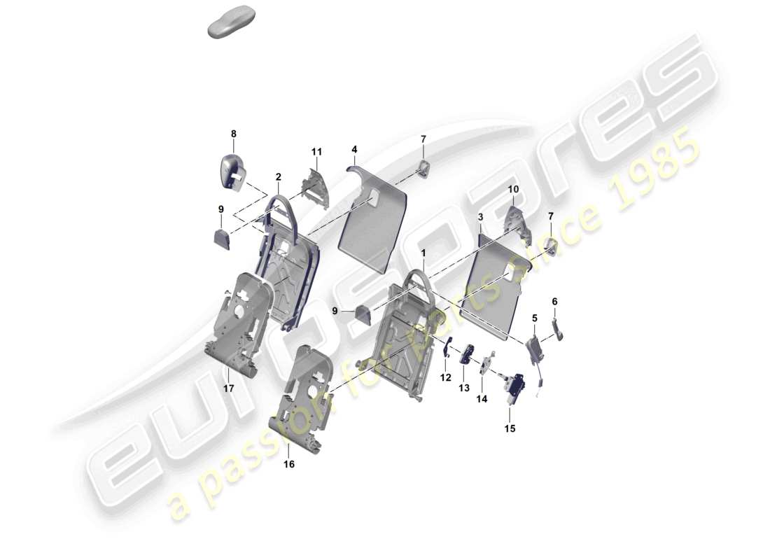 porsche 2026 (panamera 976) diagrama de la parte ejecutiva del marco del respaldo