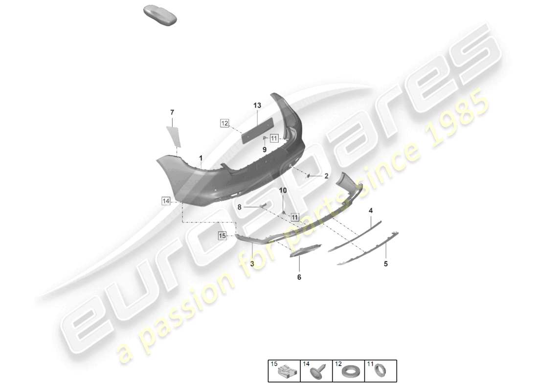 porsche 2024 (panamera 971-2) diagrama de piezas del parachoques gts