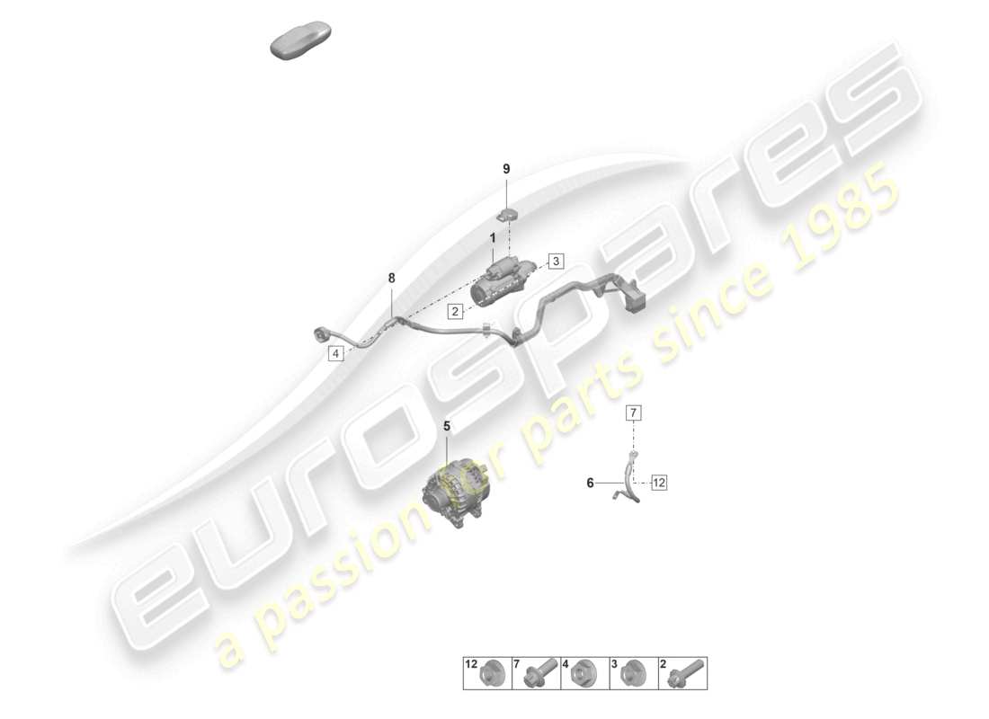 porsche 2023 (992-1 gt3/rs/st) alternador de arranque diagrama de piezas