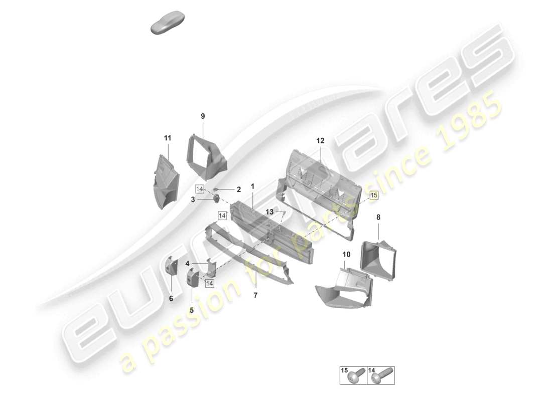 porsche 2022 (panamera 971-2) diagrama de piezas del paquete de diseño deportivo de la guía de aire v6 y paquete de discos