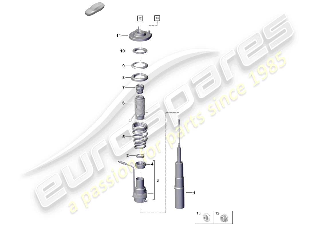 porsche 2024 (992-2) amortiguadores de suspensión para vehículos con suspensión adaptativa diagrama de piezas