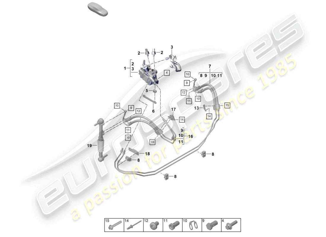 porsche 2024 (992-2) diagrama de piezas del bloque de válvulas de la línea hidráulica pdcc