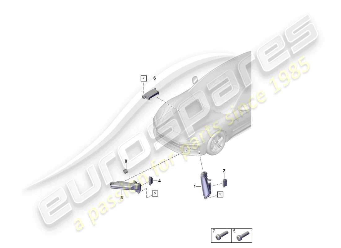porsche 2025 (panamera 976) diagrama de piezas del faro adicional