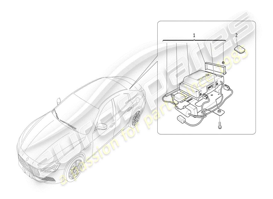 maserati ghibli (2019) sistema de alarma e inmovilizador diagrama de piezas