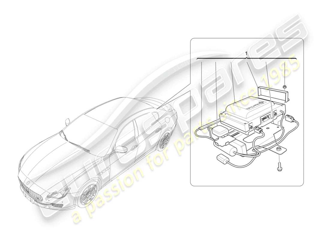 maserati quattroporte (2018) diagrama de piezas del sistema de alarma e inmovilizador