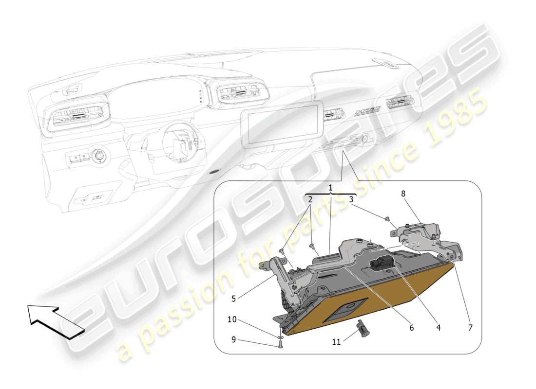 maserati mc20 (2022) diagrama de piezas de las guanteras