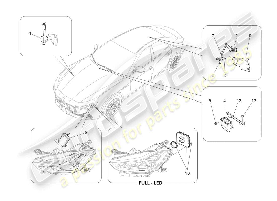 maserati ghibli fragment (2022) control del sistema de iluminación diagrama de piezas