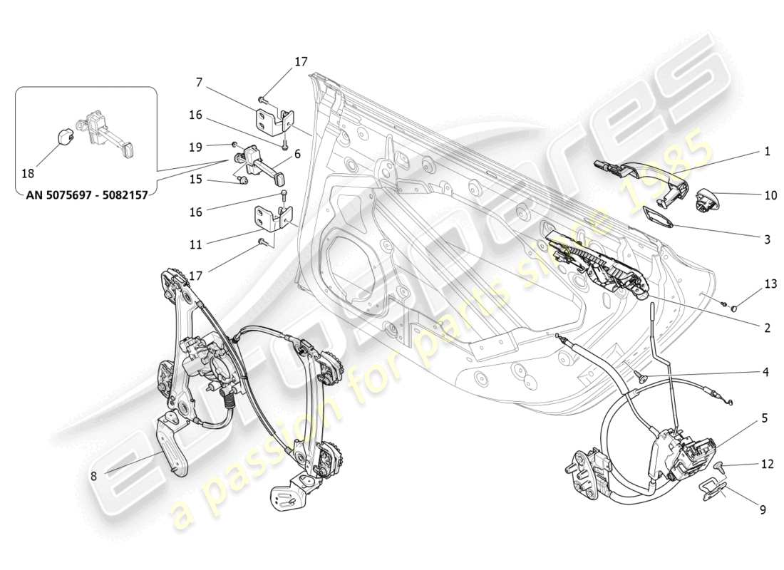 maserati ghibli fragment (2022) puertas traseras: mecanismos diagrama de piezas