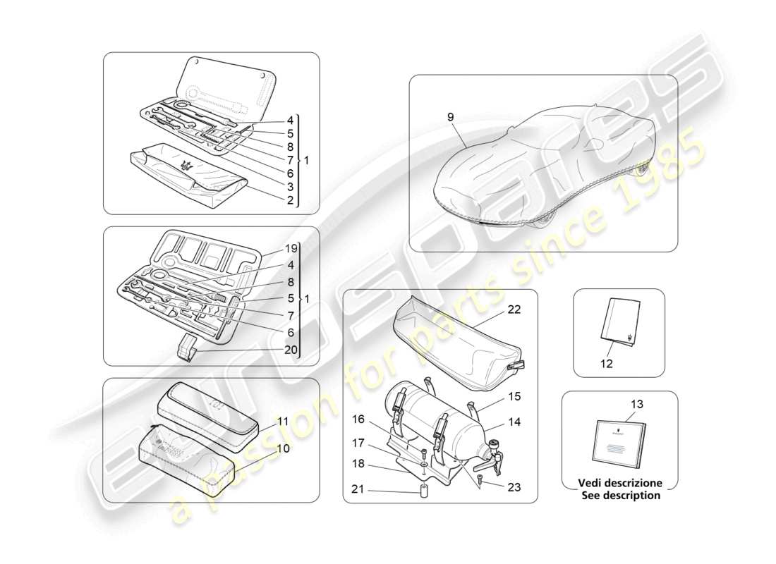 maserati granturismo mc stradale (2012) diagrama de piezas estándar proporcionado