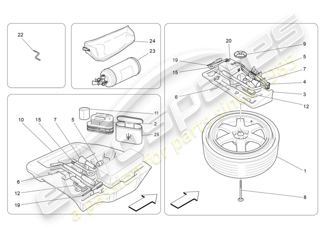 maserati quattroporte (2018) diagrama de piezas estándar proporcionado