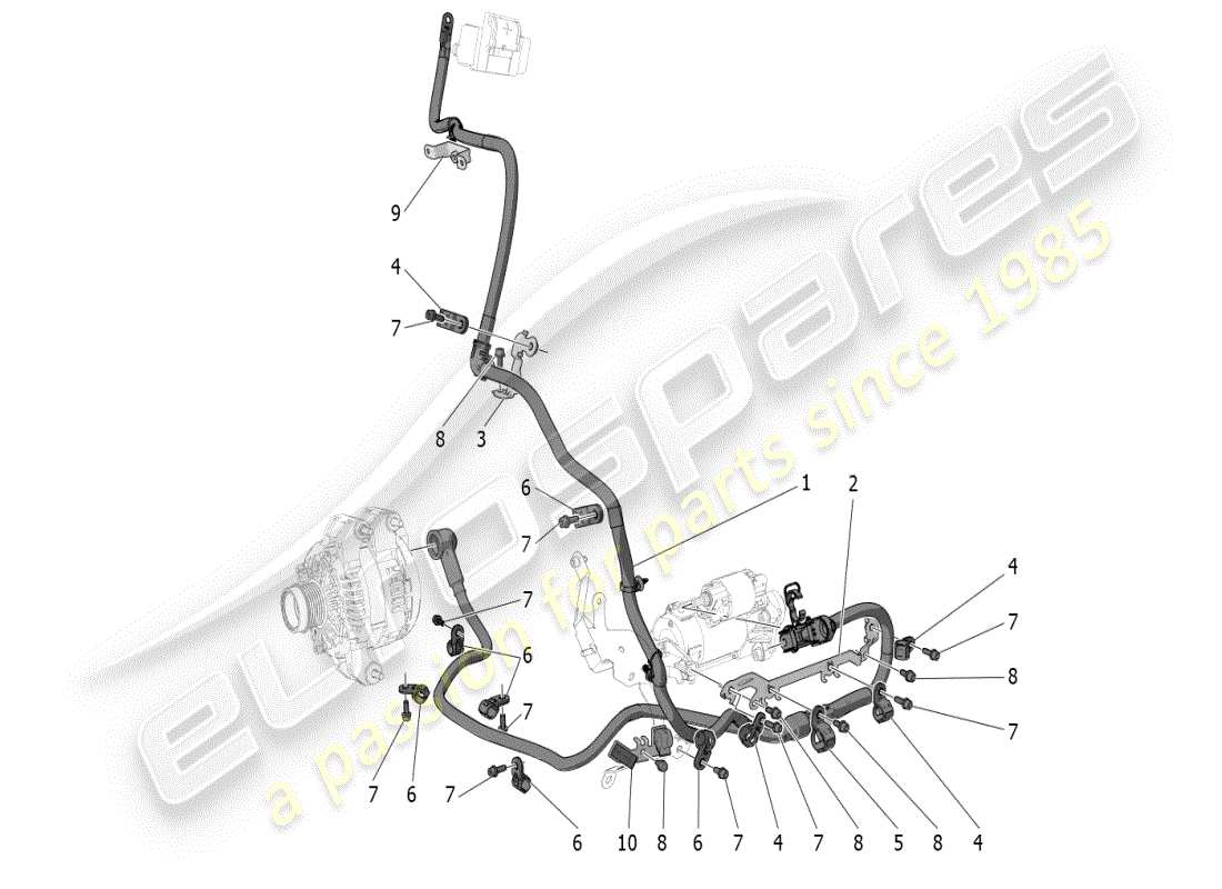 maserati mc20 (2024) diagrama de piezas de cableado principal