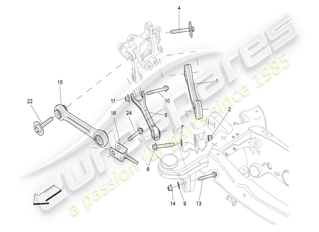maserati ghibli (2019) rear suspension diagrama de piezas