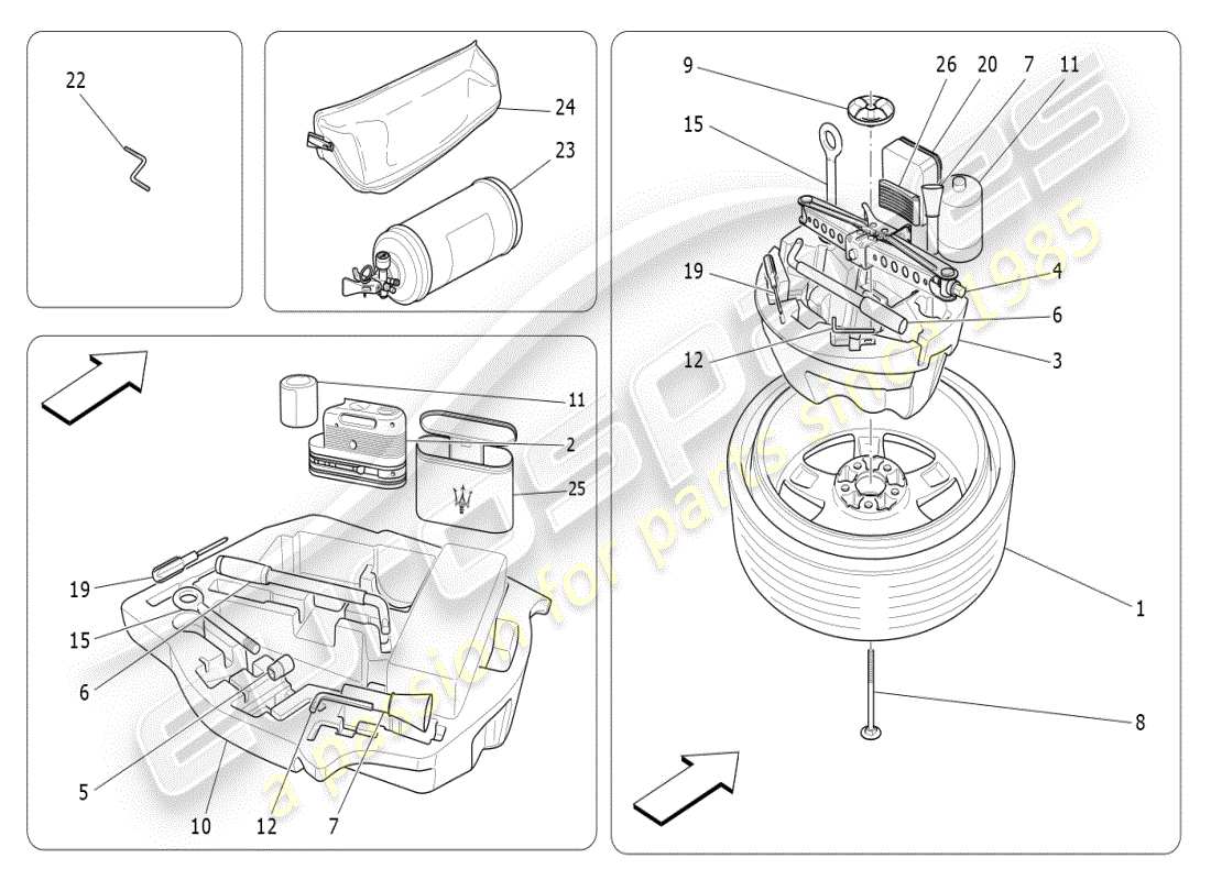 maserati ghibli (2021) diagrama de piezas estándar proporcionado