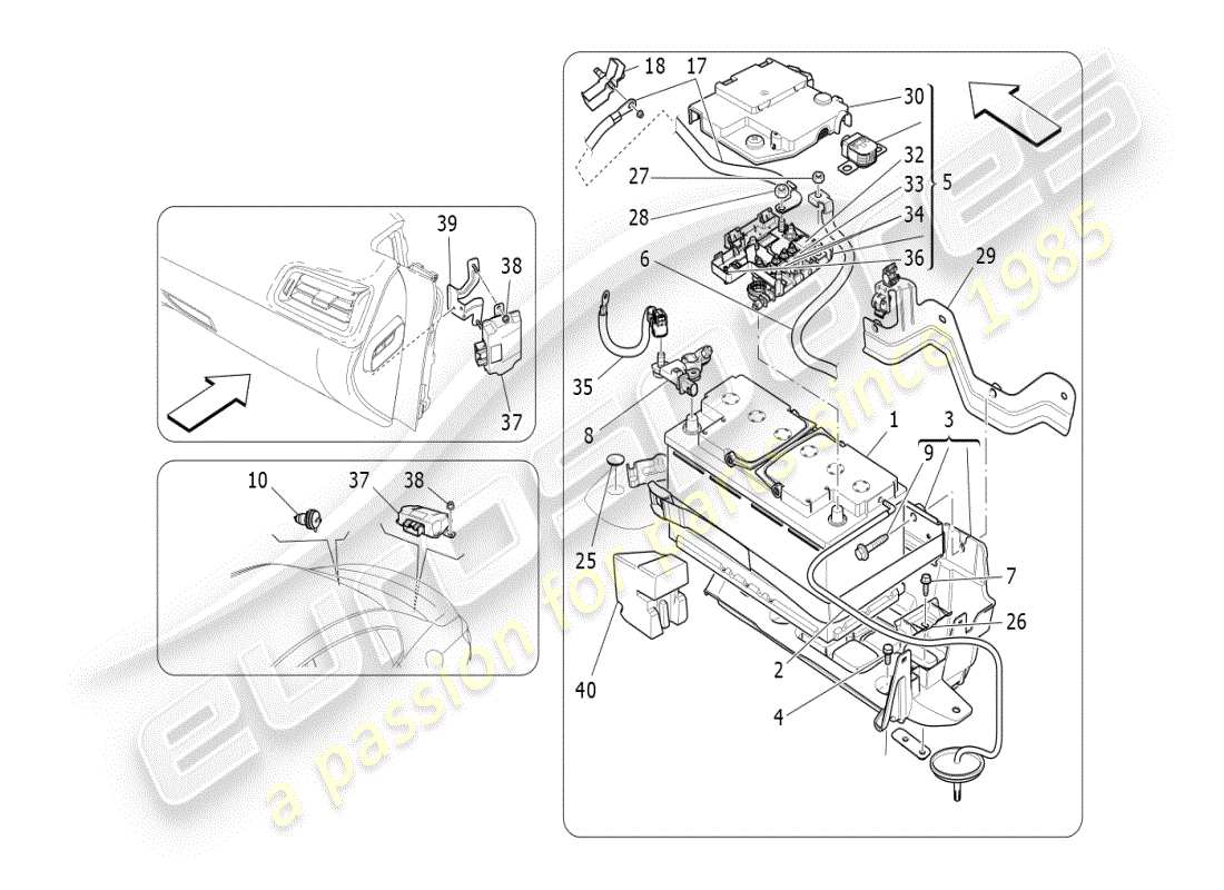 maserati ghibli (2021) diagrama de partes de generación y acumulación de energía
