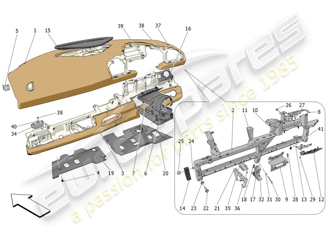 maserati mc20 (2022) diagrama de piezas de la unidad del tablero