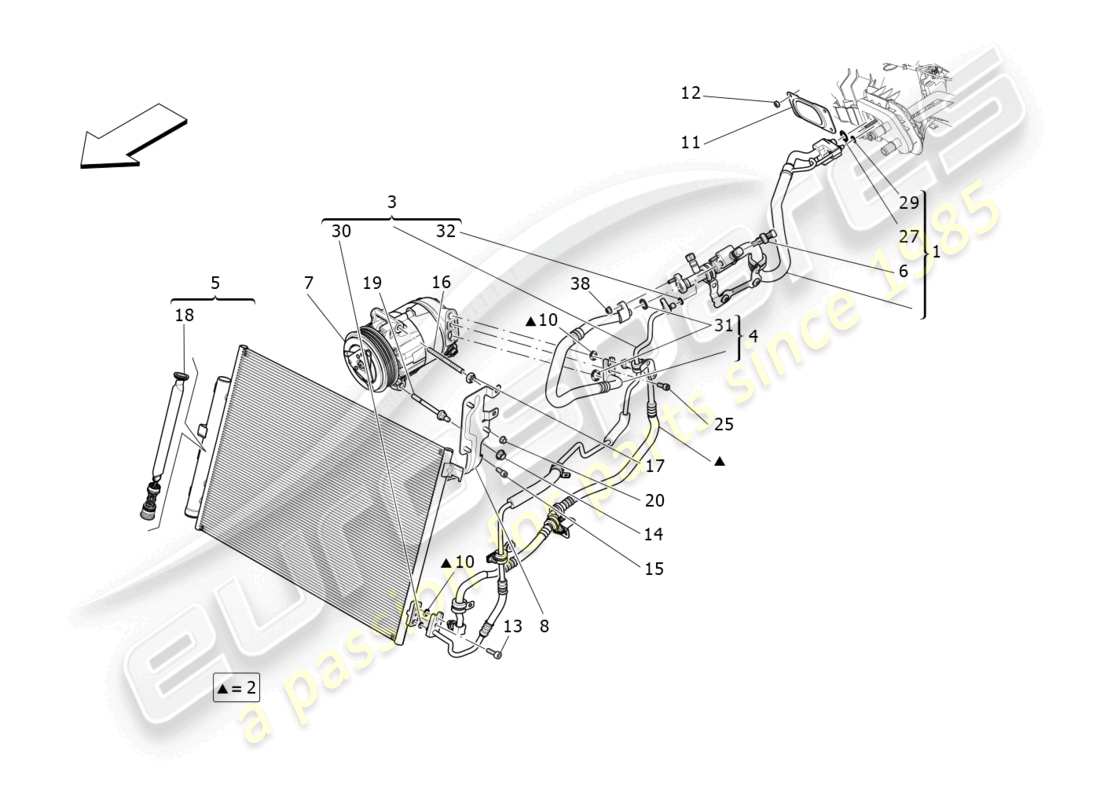 maserati ghibli fragment (2022) unidad de a/c: dispositivos del compartimiento del motor diagrama de piezas