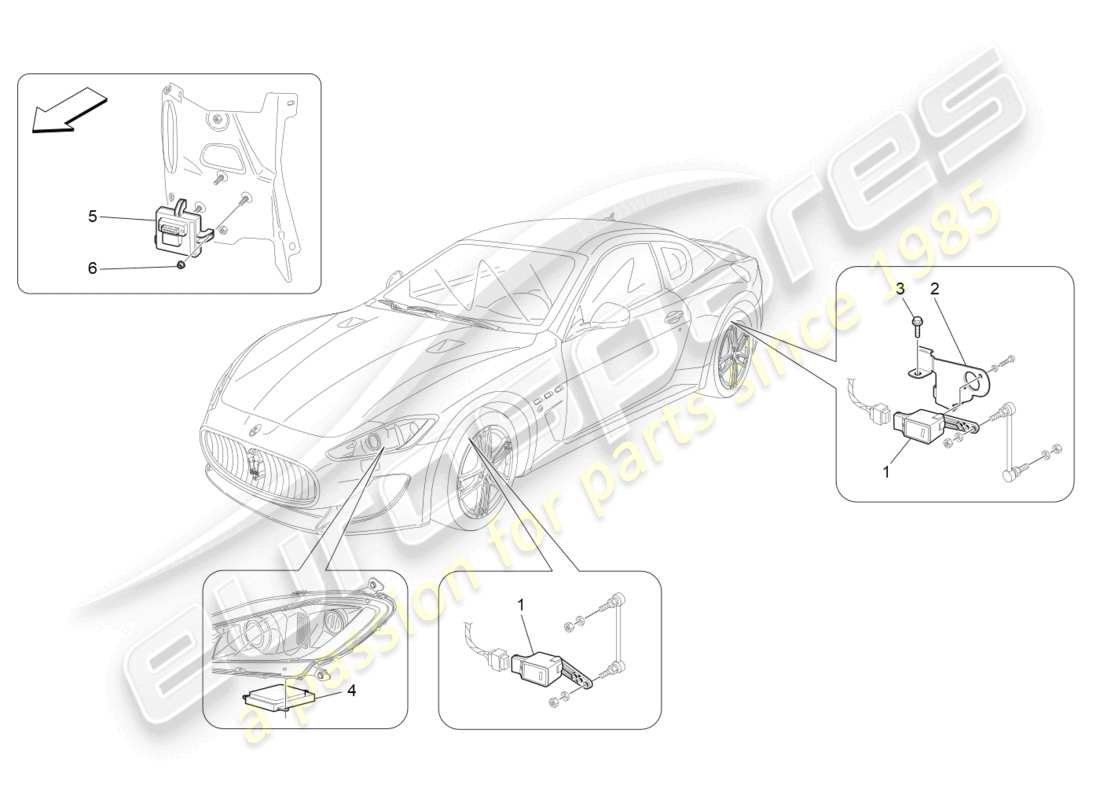 maserati granturismo mc stradale (2013) diagrama de piezas de control del sistema de iluminación