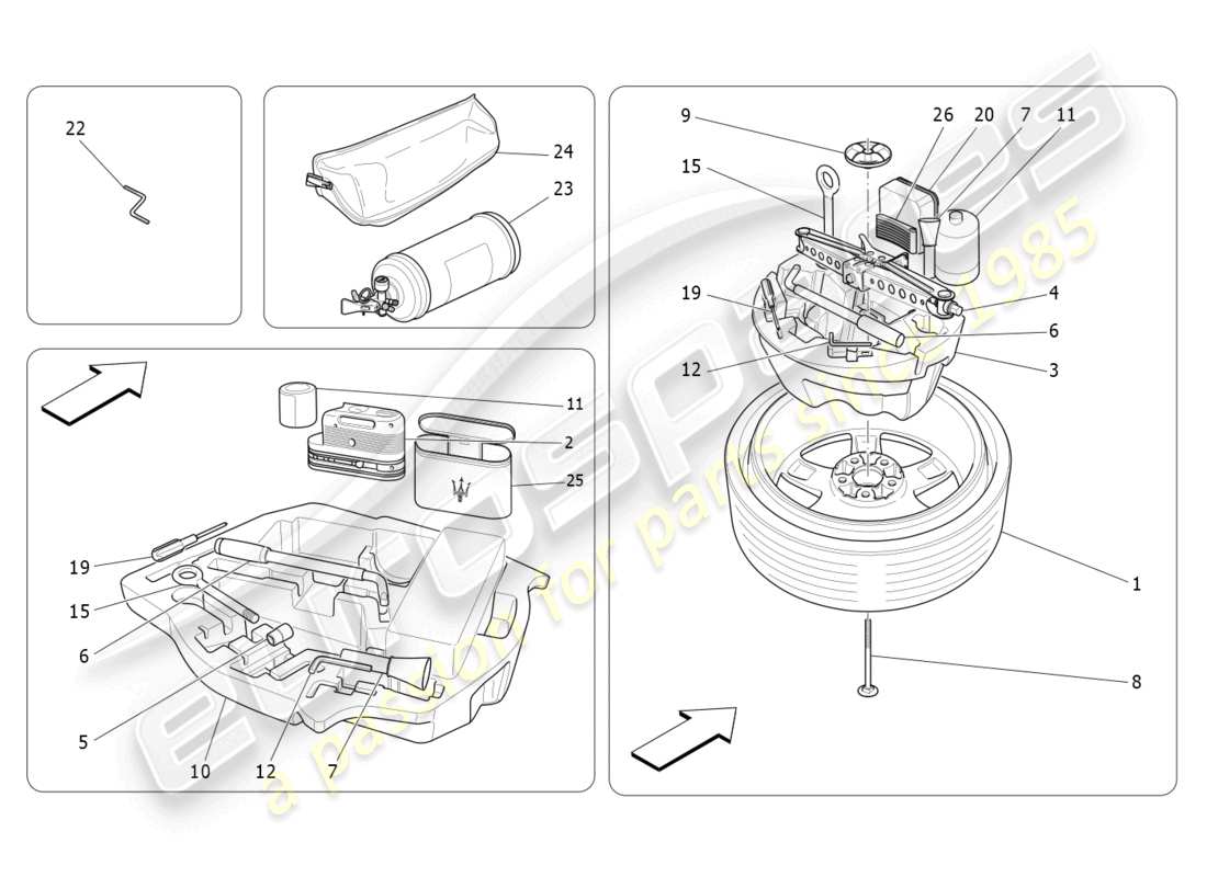 maserati ghibli fragment (2022) estándar proporcionado diagrama de piezas