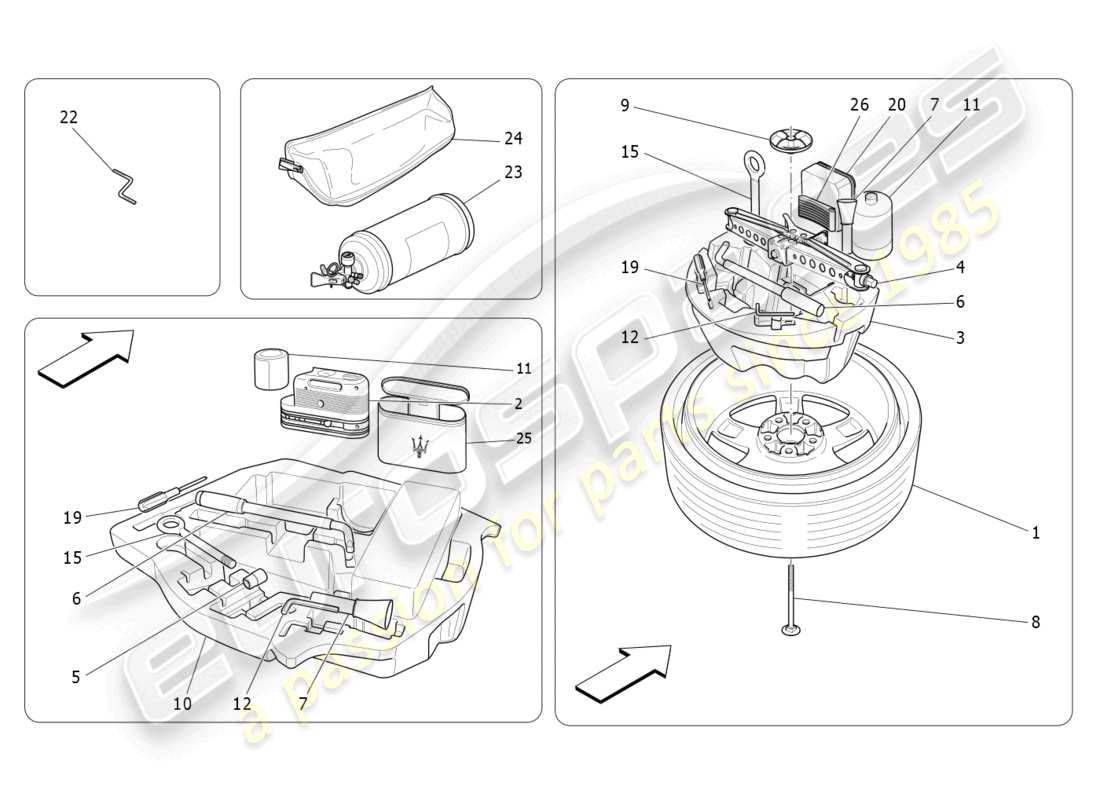 maserati ghibli fragment (2022) diagrama de piezas estándar proporcionado