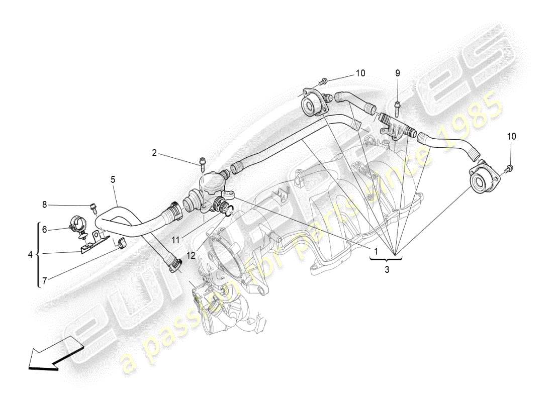 maserati ghibli (2020) sistema de recirculación de vapor de aceite diagrama de piezas