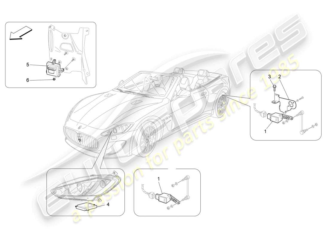 maserati grancabrio mc (2013) diagrama de piezas de control del sistema de iluminación