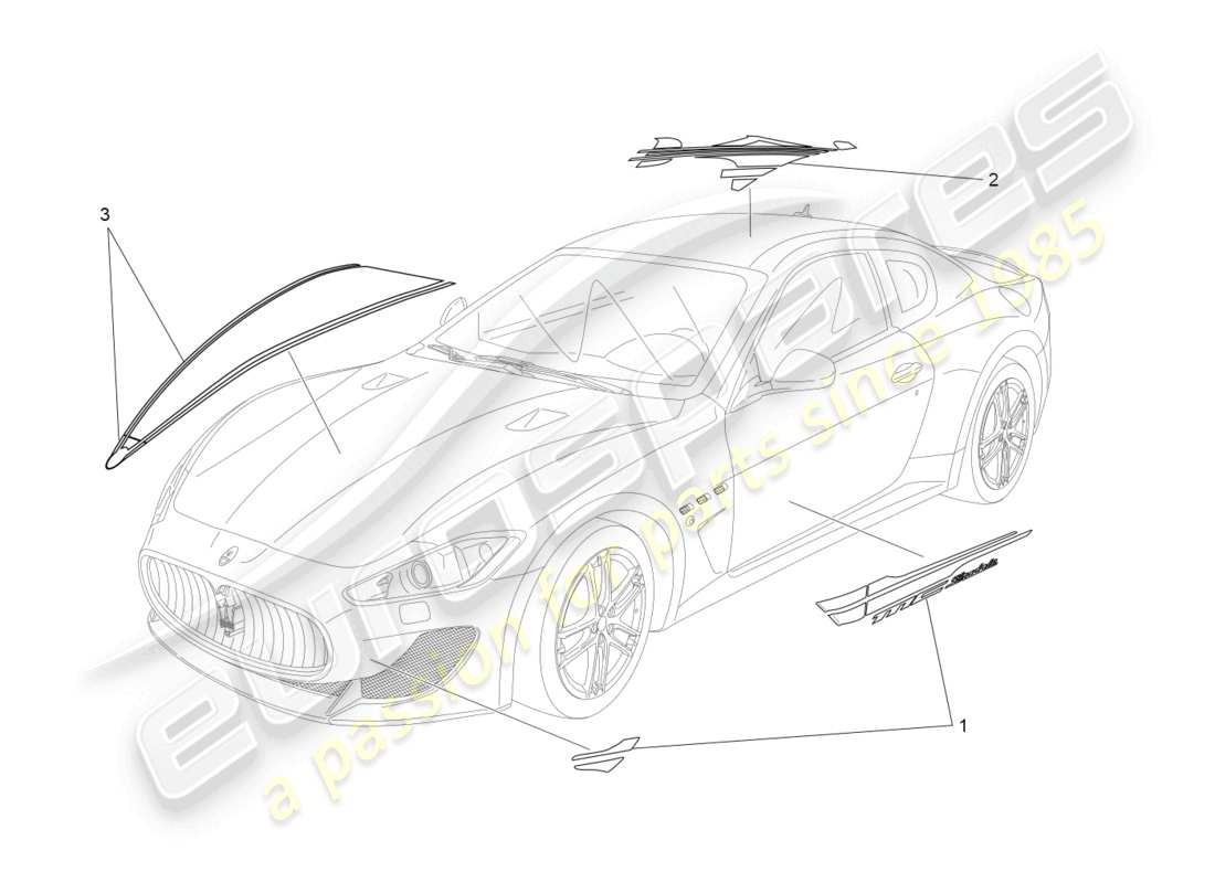 maserati granturismo mc stradale (2011) diagrama de piezas de escudos, molduras y paneles de cobertura