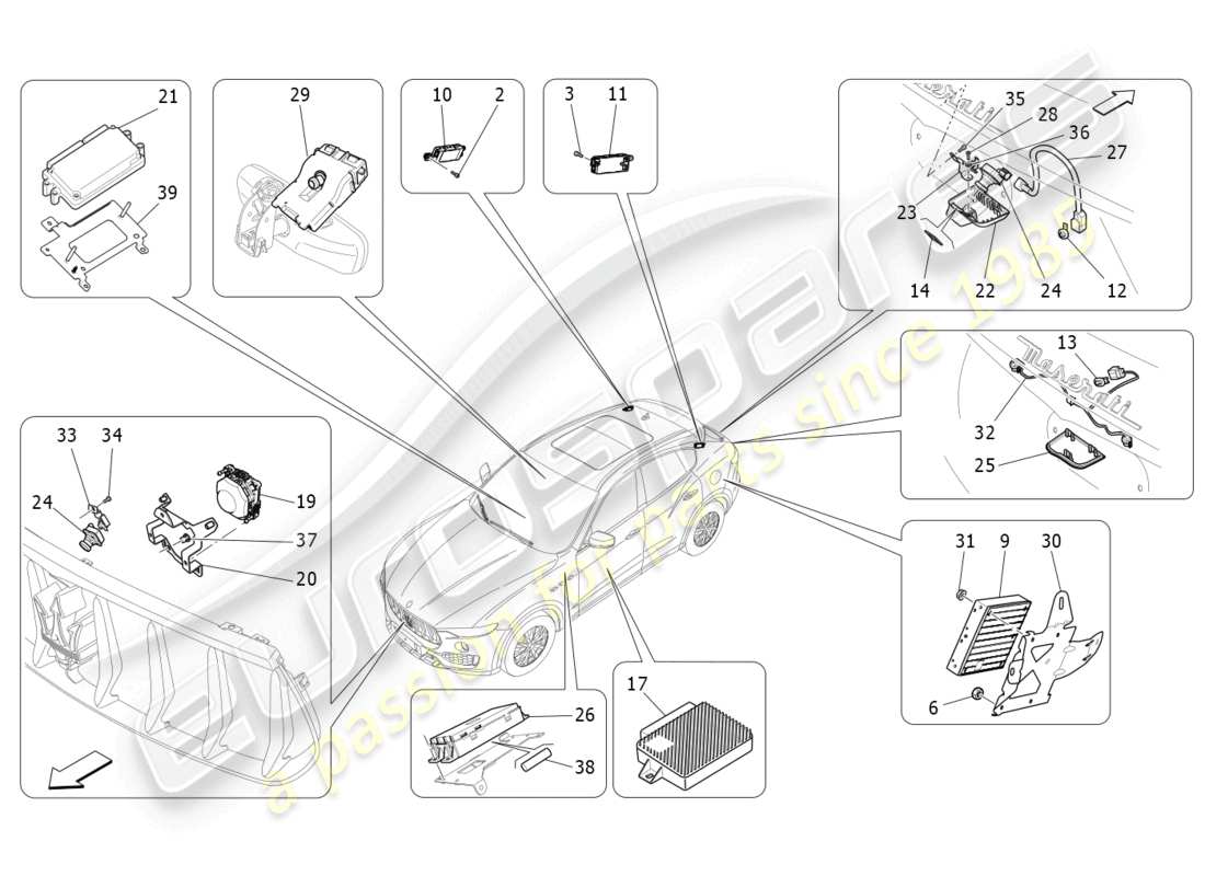 maserati levante gts (2020) sistema de ti diagrama de piezas