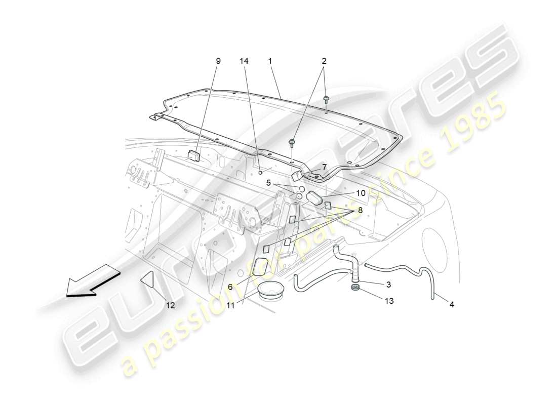 maserati grancabrio mc (2013) capote eléctrico: diagrama de piezas de la carcasa superior