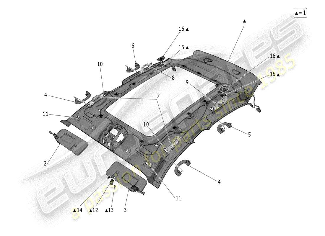 maserati grecale modena (2023) parasol y techo diagrama de piezas