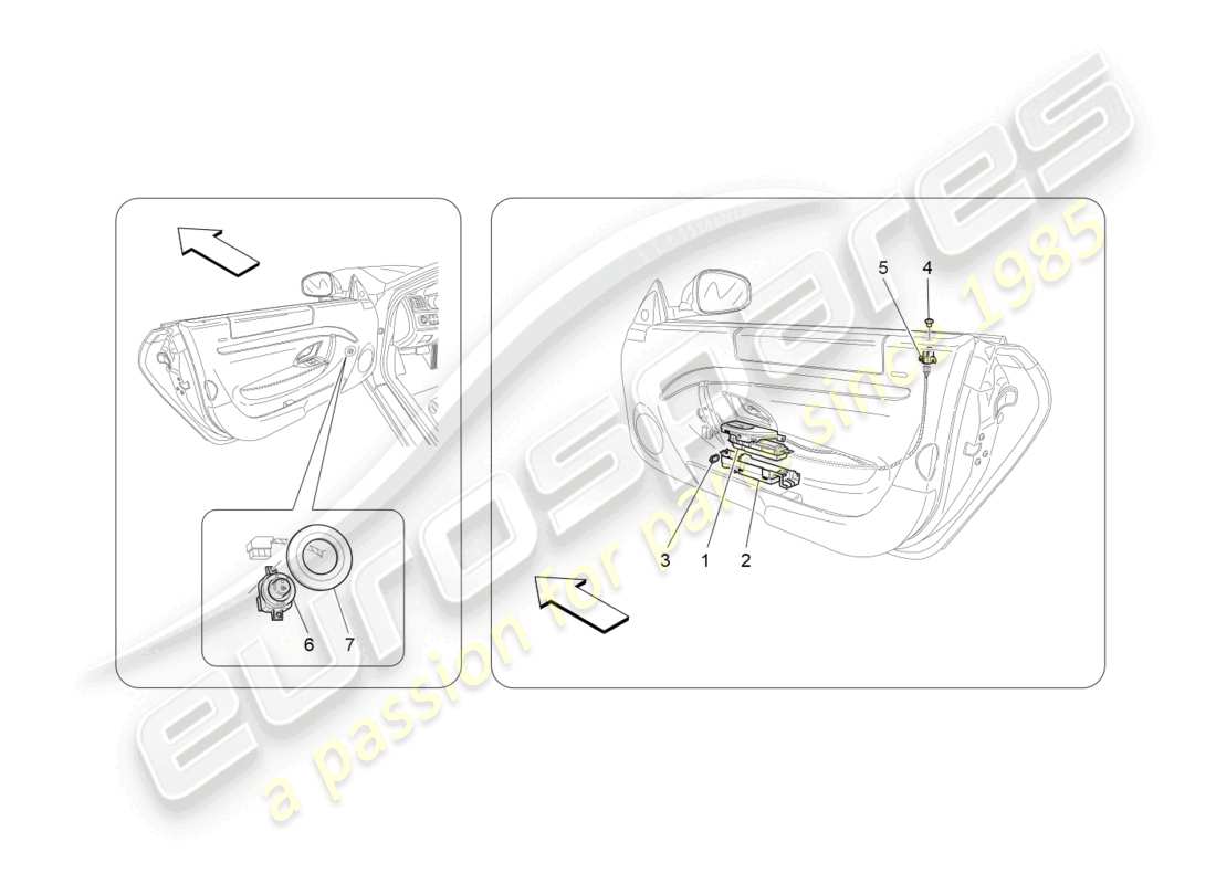 maserati granturismo mc stradale (2012) diagrama de piezas de dispositivos de puerta